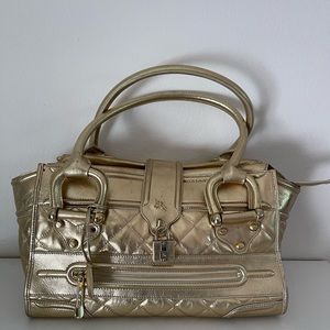 Authentic Burberry Metallic Gold Leather  #29951